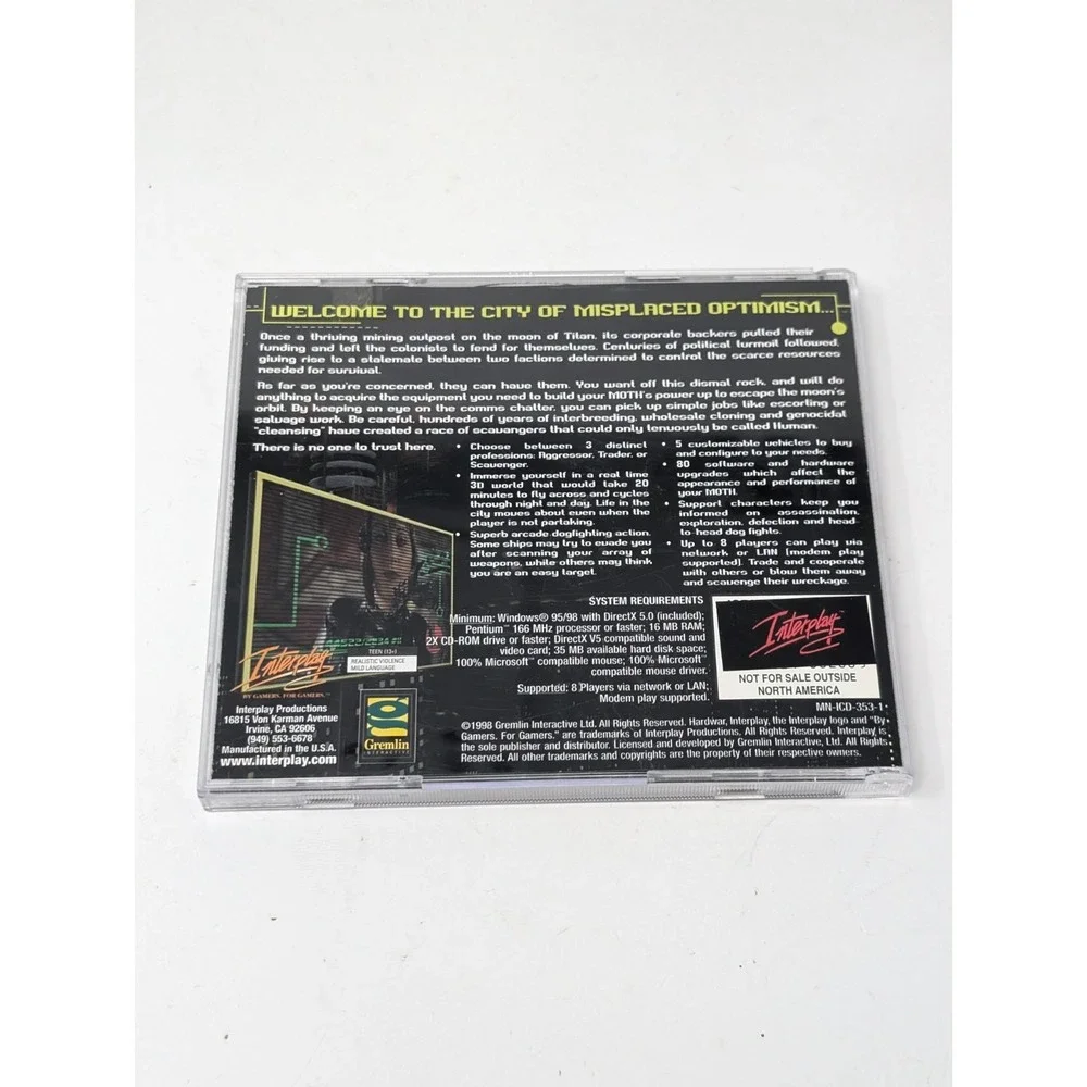 Hardwar The Future is Greedy PC 1998 CD-ROM Windows Video‎ Game Interplay